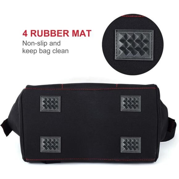 14-Inch Zip-top Wide Mouth Open Storage Tool Bag, Classic Black&Red - Picture 7 of 16